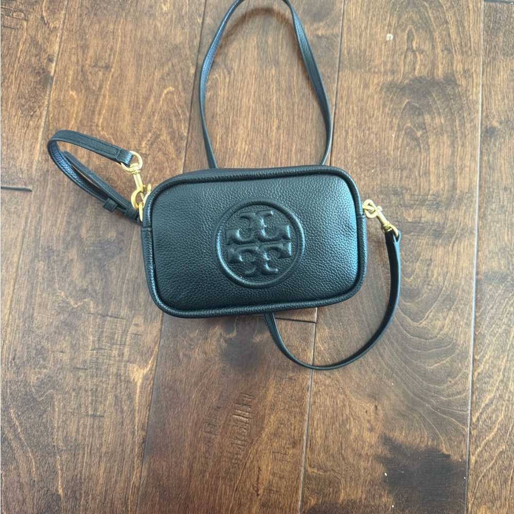 Tory Burch Black Pebbled Leather Crossbody Bag